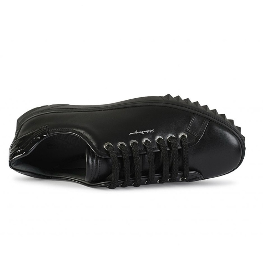 Salvatore Ferragamo Black Leather Sneakers